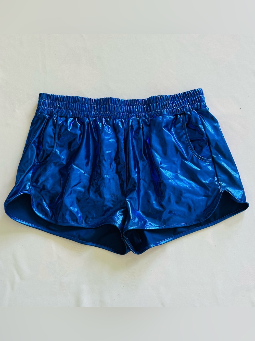 NWOT Spirit Large Royal Blue Booty Shorts Shiny Finish Pockets Costume Summer